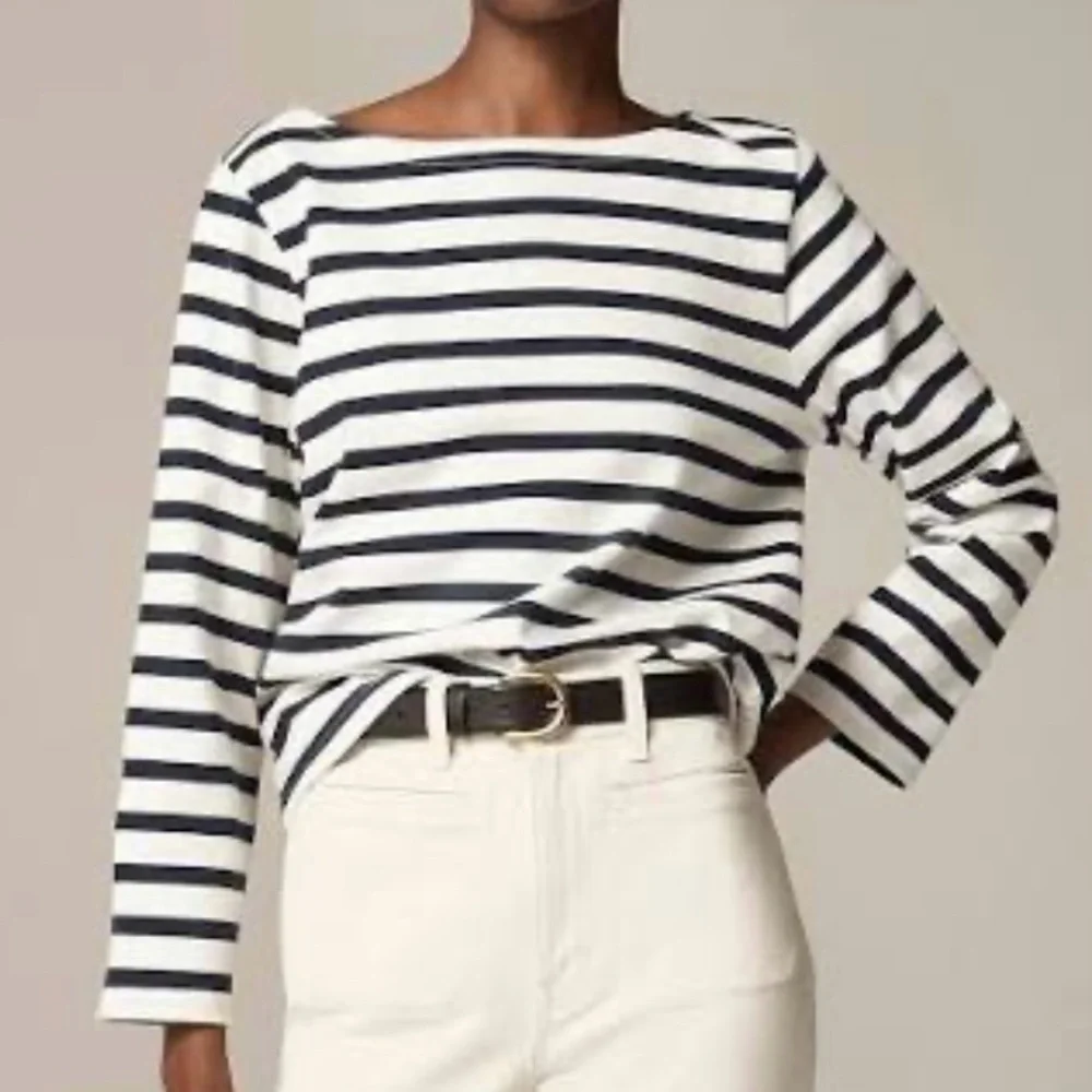J. Crew Women's Navy and White striped boatneck mariner tee top shirt - Picture 6 of 6